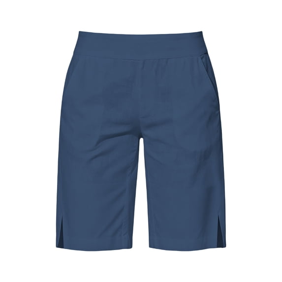 Costeam Womens Knee Length Bermuda Shorts Side Split Hem Side Slip Pockets Wide Fold Over Elastic High Waist Lightweight Wrinkle Resistant Loose Vacation Casual Bottoms