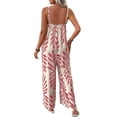 thumbnail image 1 of Costeam Womens Leaf Print Spaghetti Strap Jumpsuit Dual Side Hidden Hand Pockets Scoop Neck Elastic Loose Full Length Wide Leg Casual One Piece Outfit, 1 of 6