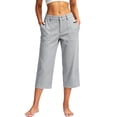 thumbnail image 1 of Costeam Womens Light Denim Cropped Capri Pants Button Zip Fly Large Patch Front Pockets Relaxed Straight Leg Mid Calf Casual Everyday Jeans, 1 of 6