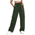 thumbnail image 1 of Costeam Womens Lightweight Quick Dry Cargo Jogger Pants Solid Color Multiple Functional Pockets Adjustable Drawstring Elastic High Waist Tapered Ankle Casual Athletic Long Trousers, 1 of 8