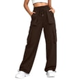 thumbnail image 1 of Costeam Womens Lightweight Quick Dry Cargo Jogger Pants Solid Color Multiple Functional Pockets Adjustable Drawstring Elastic High Waist Tapered Ankle Casual Athletic Long Trousers, 1 of 8