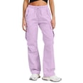 thumbnail image 1 of Costeam Womens Lightweight Quick Dry Cargo Pants Multi Flap Side Pockets Adjustable Drawstring Elastic High Waist Solid Color Full Length Flare Casual Utility Trousers, 1 of 6