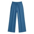 thumbnail image 1 of Costeam Womens Linen Blend Wide Leg Pants Vertical Front Seam Side Slip Pockets Self Fabric Drawstring Full Elastic High Waist Lightweight Wrinkle Resistant Loose Full Length Casual Trousers, 1 of 9