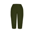thumbnail image 1 of Costeam Womens Linen Textured Capri Pants Solid Color Elastic Waist with Side Pockets Side Button Detail Loose Fit Casual Cropped Trousers Soft Breathable Lightweight Calf Length Pants, 1 of 7