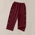 thumbnail image 1 of Costeam Womens Linen Textured Capri Pants Solid Color Elastic Waist with Side Pockets Side Button Detail Loose Fit Casual Cropped Trousers Soft Breathable Lightweight Calf Length Pants, 1 of 7