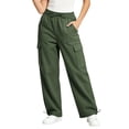 thumbnail image 1 of Costeam Womens Multi Side Cargo Pocket Wide Leg Jogger Pants Adjustable Drawstring Elastic High Waist Convertible Cuffed Ankle Soft Wrinkle Resistant Woven Fabric Loose Fit Trousers, 1 of 9