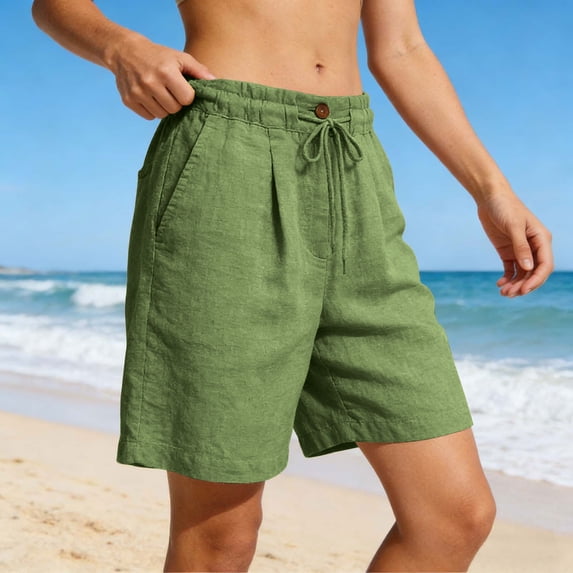 Costeam Womens Plus Size High Waist A Line Wide Leg Shorts Lightweight Breathable Fabric Relaxed Silhouette Elastic Waist Casual Loose Fit Solid Color Daily Short Bottoms