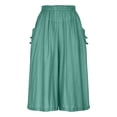 thumbnail image 1 of Costeam Womens Plus Size Pleated Flared Skort Dual Side Deep Hand Pockets Elastic High Waist Wide A Line Hem Lightweight Loose Fit Casual Short Pants, 1 of 9