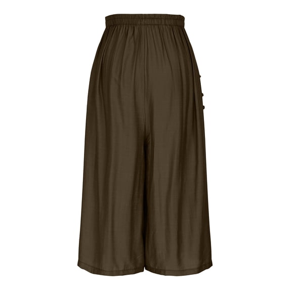 Costeam Womens Plus Size Pleated Flared Skort Dual Side Deep Hand Pockets Elastic High Waist Wide A Line Hem Lightweight Loose Fit Casual Short Pants