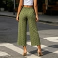 thumbnail image 1 of Costeam Womens Polka Dot Wide Leg Pants Drawstring Elastic High Waist Lightweight Crinkle Woven Dual Side Pockets Solid Base Casual Vacation Trousers, 1 of 5