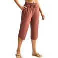 thumbnail image 1 of Costeam Womens Quick Dry Capri Pants Drawstring Elastic Waist with Zipper Side Pockets Curved Hem Lightweight Breathable Casual Workout Cropped Trousers, 1 of 9