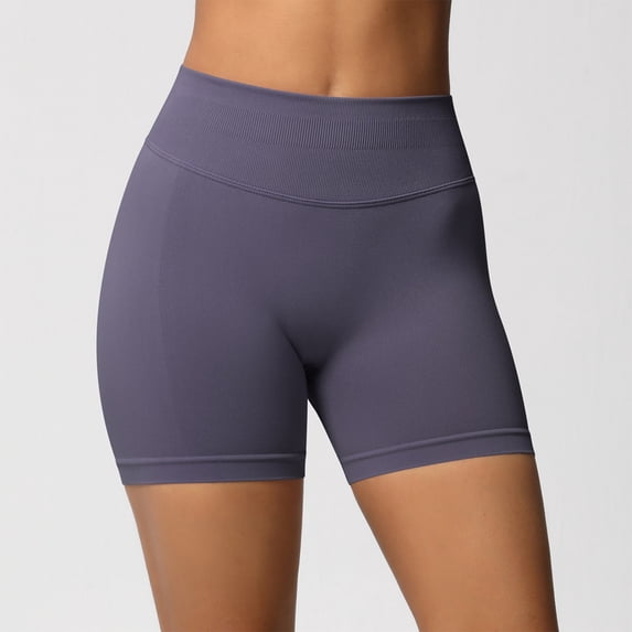 Costeam Womens Seamless Ribbed Biker Shorts No Pockets Wide Compression Elastic High Waist Tummy Control 4 Way Stretch Non See Through Athletic Workout Running Mid Thigh Short Pants