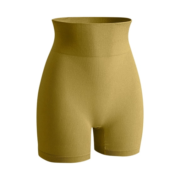 Costeam Womens Seamless Ribbed High Waist Biker Shorts No Pockets 4 Way Stretch Tummy Control Non See Through Mid Thigh Athletic Workout Casual Short Pants