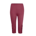 thumbnail image 1 of Costeam Womens Side Cutout Capri Leggings No Pockets Wide Compression Elastic High Waist Tummy Control 4 Way Stretch Non See Through Athletic Workout Mid Calf Short Pants, 1 of 7