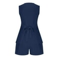 thumbnail image 1 of Costeam Womens Sleeveless V Neck Button Vest and Drawstring Shorts 2 Piece Co Ord Set Dual Side Patch Pockets Solid Loose Relaxed Casual Matching Outfit, 1 of 9