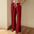 thumbnail image 1 of Costeam Womens Soft Knit Full Length Flare Sweatpants Hidden Side Inset Pockets Adjustable Drawstring Elastic High Waist Solid Color Casual Loungewear Bell Bottom Trousers, 1 of 8