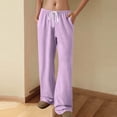 thumbnail image 1 of Costeam Womens Soft Knit Full Length Flare Sweatpants Hidden Side Inset Pockets Adjustable Drawstring Elastic High Waist Solid Color Casual Loungewear Bell Bottom Trousers, 1 of 8