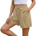 thumbnail image 1 of Costeam Womens Solid Color Linen Casual Shorts Everyday Basic Style Side Pockets Adjustable Drawstring Elastic Waist Relaxed Loose Fit Breathable Linen Blend Fabric Daily Leisure Short Bottoms, 1 of 8