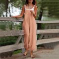 thumbnail image 1 of Costeam Womens Solid Color Spaghetti Strap Sleeveless Jumpsuit High Waist Wide Leg Functional Pockets Flowy Draping Fabric Relaxed Fit Casual One Piece Romper, 1 of 5