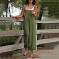 thumbnail image 1 of Costeam Womens Solid Color Spaghetti Strap Sleeveless Jumpsuit High Waist Wide Leg Functional Pockets Flowy Draping Fabric Relaxed Fit Casual One Piece Romper, 1 of 5