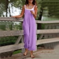 thumbnail image 1 of Costeam Womens Solid Color Spaghetti Strap Sleeveless Jumpsuit High Waist Wide Leg Functional Pockets Flowy Draping Fabric Relaxed Fit Casual One Piece Romper, 1 of 5