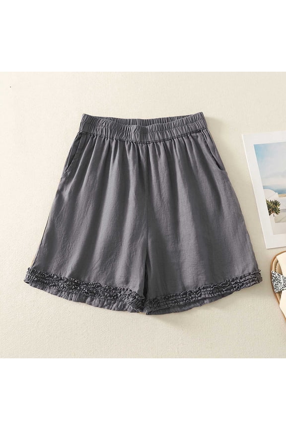 Womens Solid Color Wood Ear Lace Pajama Set Delicate Lace Trim Soft Skin Friendly Fabric Elastic Waist Loose Fit Casual Household Loungewear Outfit