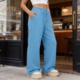 thumbnail image 1 of Costeam Womens Solid Drawstring Elastic High Waist Wide Leg Sweatpants Dual Side Hand Pockets Soft Knit Loose Fit Casual Everyday Athletic Long Trousers, 1 of 8