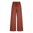 thumbnail image 1 of Costeam Womens Solid Loose Straight Leg Pants Full Elastic Drawstring High Waist Pocket Free Minimalist Lightweight Wrinkle Friendly Full Length Casual Everyday Trousers, 1 of 8