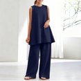 thumbnail image 1 of Costeam Womens Solid Two Piece Co Ord Set Flutter Short Sleeve Tunic Top Wide Leg Long Pants Dual Side Pockets Soft Knit Loose Fit Casual Loungewear Outfit, 1 of 5