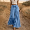 thumbnail image 1 of Costeam Womens Split Front Flowy Wide Leg Pants Drawstring Elastic High Waist Lightweight Crinkle Woven Solid Color Loose Casual Vacation Trousers, 1 of 5