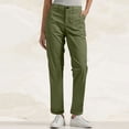 thumbnail image 1 of Costeam Womens Straight Leg Casual Pants Mid Rise Button Zipper Fly Rolled Cuff Hem with Patch Pockets Solid Color Relaxed Fit Everyday Trousers, 1 of 8