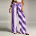 thumbnail image 1 of Costeam Womens Striped Wide Leg Pants Drawstring High Elastic Waist with Side Pockets Loose Fit Straight Leg Lightweight Soft Breathable Casual Long Trousers Comfy Relaxed Fit Bottoms, 1 of 6