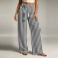 thumbnail image 1 of Costeam Womens Striped Wide Leg Pants Drawstring High Elastic Waist with Side Pockets Loose Fit Straight Leg Lightweight Soft Breathable Casual Long Trousers Comfy Relaxed Fit Bottoms, 1 of 6