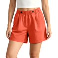 thumbnail image 1 of Costeam Womens Summer Linen Casual Shorts Solid Color Loose Fit Straight Hem with Side Pockets Elastic Waist Lightweight Breathable Soft Relaxed Fit Short Bottoms, 1 of 6