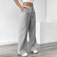thumbnail image 1 of Costeam Womens Vertical Pinstripe Drawstring Wide Leg Pants Dual Front Patch Pockets Elastic High Waist Loose Full Length Linen Textured Casual Lounge Long Trousers, 1 of 7