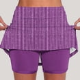 thumbnail image 1 of Costeam Womens Vertical Striped Skort Built In Compression Bike Shorts Dual Side Hidden Pockets Wide Elastic High Waist Lightweight Athletic Tennis Skirt, 1 of 5