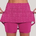 thumbnail image 1 of Costeam Womens Vertical Striped Skort Built In Compression Bike Shorts Dual Side Hidden Pockets Wide Elastic High Waist Lightweight Athletic Tennis Skirt, 1 of 5