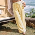 thumbnail image 1 of Costeam Womens Vertical Striped Wide Leg Pants Drawstring Elastic High Waist Side Slip Pockets Full Length Floor Sweeping Lightweight Soft Breathable Loose Flowy Relaxed Fit Casual Trousers, 1 of 9