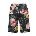 thumbnail image 1 of Costeam Womens Watercolor Wild Floral Bermuda Shorts Dual Side Hand Pockets Drawstring Elastic High Waist Loose Mid Thigh Lightweight Casual Short Pants, 1 of 6