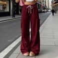 thumbnail image 1 of Costeam Womens Wide Leg Cargo Sweatpants Elastic Drawstring High Waist Deep Side Pockets Soft Knit Straight Loose Fit Casual Lounge Solid Color Athletic Trousers, 1 of 8