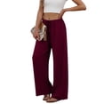 thumbnail image 1 of Costeam Womens Wide Leg Pants Soft Knit Loose Fit with Side Pockets High Waist Drawstring Elastic Waist Long Trousers Lightweight Flow Relaxed Casual Loungewear Bottoms, 1 of 8