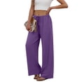 thumbnail image 1 of Costeam Womens Wide Leg Pants Soft Knit Loose Fit with Side Pockets High Waist Drawstring Elastic Waist Long Trousers Lightweight Flow Relaxed Casual Loungewear Bottoms, 1 of 8