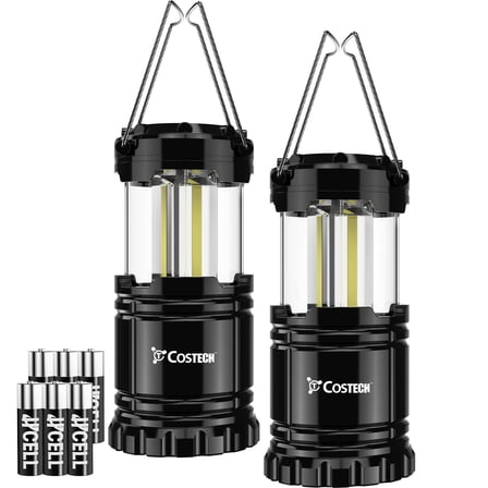 Costech Camping Lanterns Battery Powered, Collapsible, IPX4 Water Resistant, Outdoor Portable Lights for Emergency, Hurricane, Storms & Outages