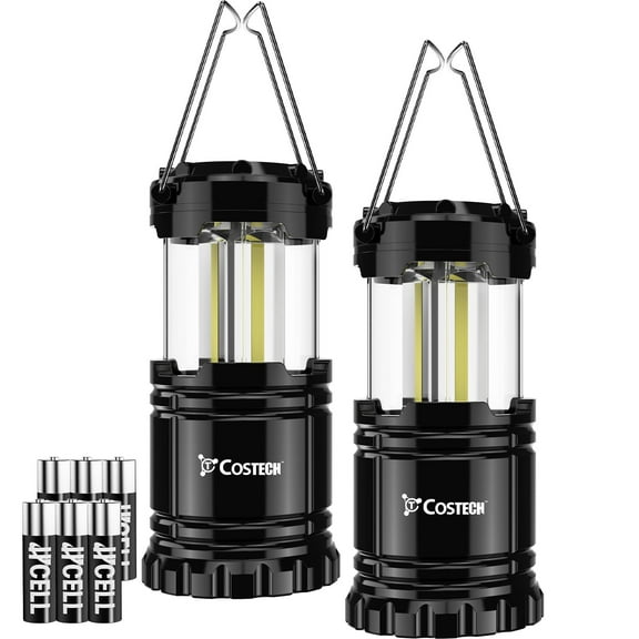 Costech Camping Lanterns Battery Powered, Collapsible, IPX4 Water Resistant, Outdoor Portable Lights for Emergency, Hurricane, Storms & Outages