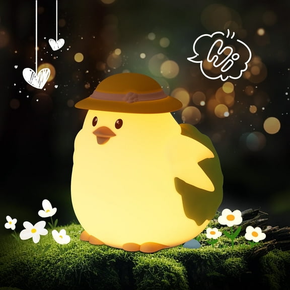 Costech Duck Night Light for Kids, Rechargeable Dimmable Silicone Animal Night Lamp, Bedside Touch Lamp with 8 Color, Cute Duck Toys Gifts for Baby, Nursery/Baby Room Decor