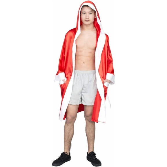 Costume Agent Boxing Robe Costume with Hood for Adults, Unisex Standard Fit