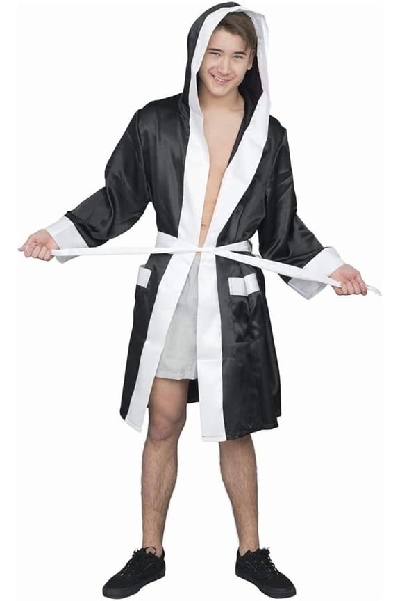 Boxing Robe Fancy-Dress Costume with Hood for Adults, Standard Fit