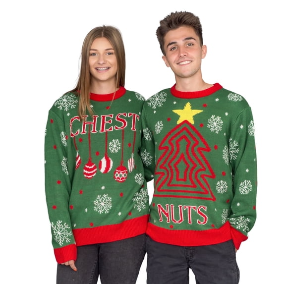 Costume Agent Chest Nuts Snowflakes Christmas Tree Ugly Sweater (Boy's & Girl's), Sizes S-XXL