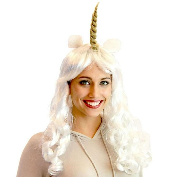Costume Agent Deluxe Unicorn Costume Wig With Ears Adult: White/Prince One Size Fits Most Unisex