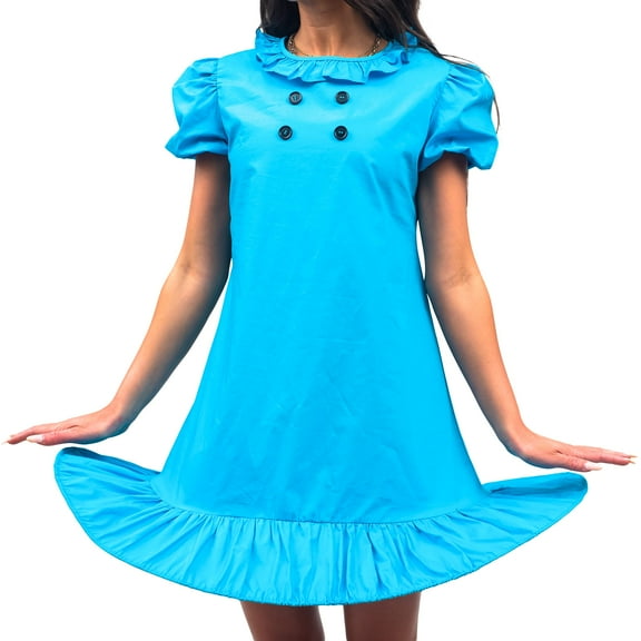 Costume Agent Lucy Comic Strip Good Grief Adult Halloween Cosplay Blue Dress